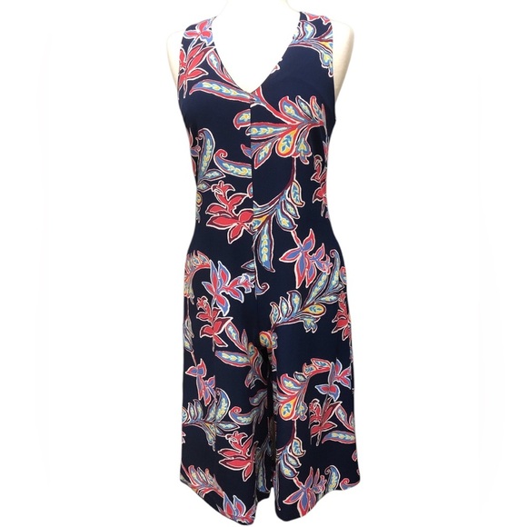 Laundry by Shelli Segal Women’s Floral Gaucho Jumpsuit Cropped Wide Leg - Picture 2 of 11